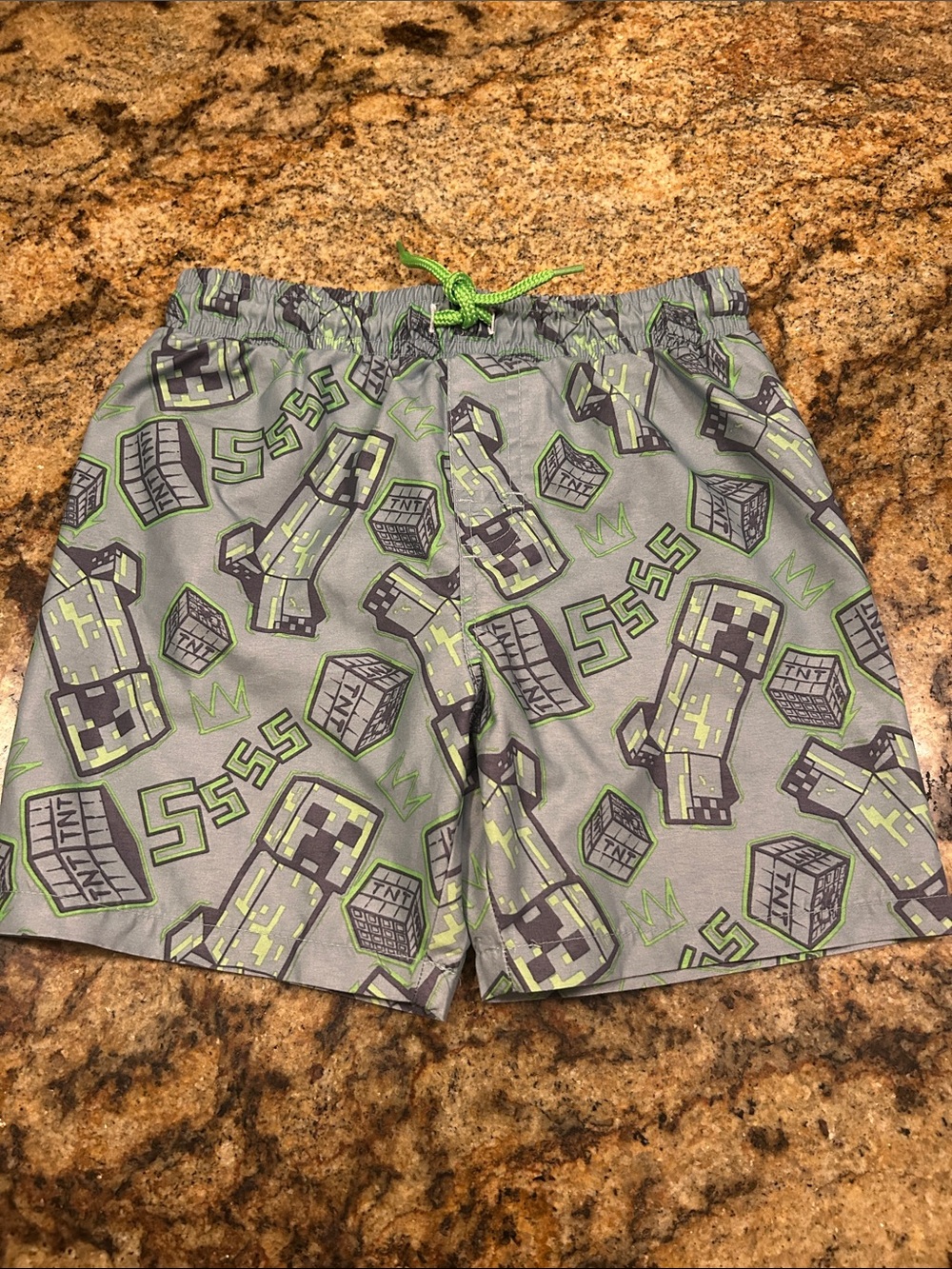 Carter's Minecraft Boys' Gray & Green Graphic Swim Shorts